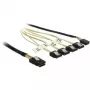 Wewnętrzny kabel Mini SAS na 4×SATA DELOCK 0.5 m — Mini SAS SFF-8087 na 4×SATA 7p, czarny/srebrny/żółty