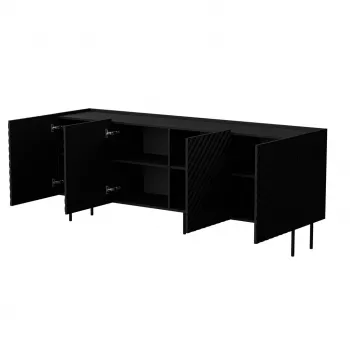 Komoda cama meble LUCCA 4D, 200×40×80 cm, czarna, korpus z płyty wiórowej