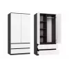 Szafa top e shop MALWA SS-90, 90×180×50 cm, rama antracytowa, białe drzwi uchylne, 2 szuflady, laminat 16 mm