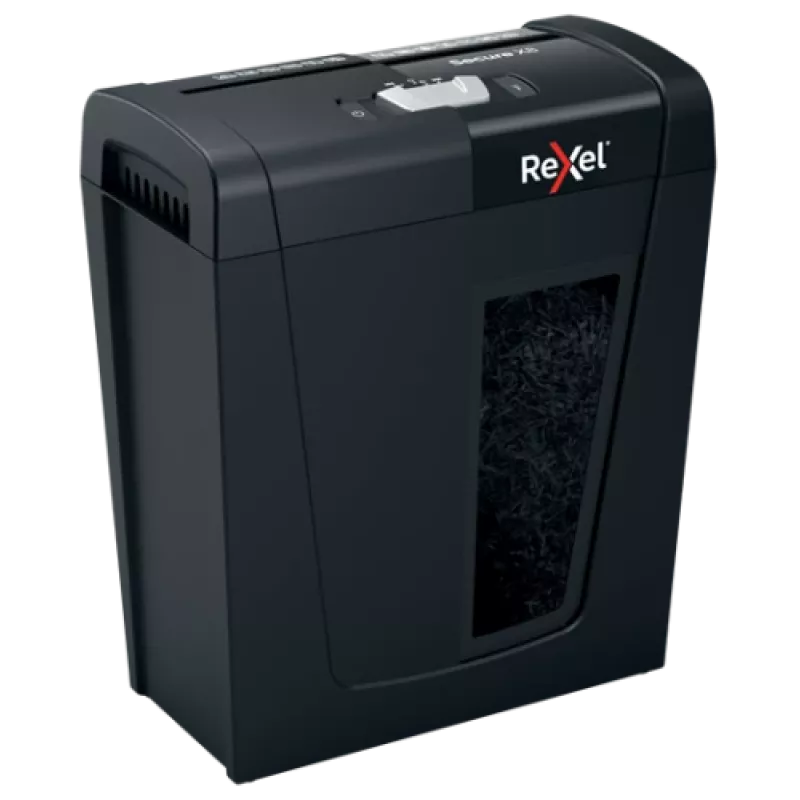 Niszczarka papieru REXEL Secure X8 — cięcie krzyżowe P-4, 4x40 mm, pojemność 8 arkuszy, kosz 14 l, czarna