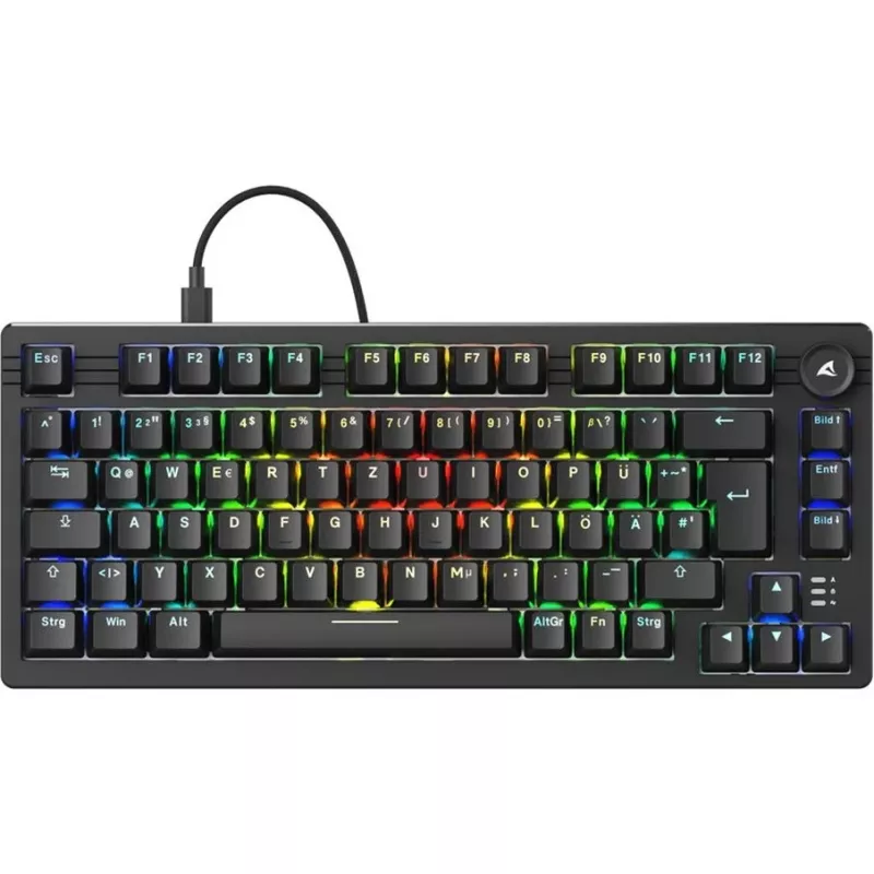 Sharkoon SGK25 Klawiatura Dom USB QWERTZ Niemiecki Czarny 75% RGB LED