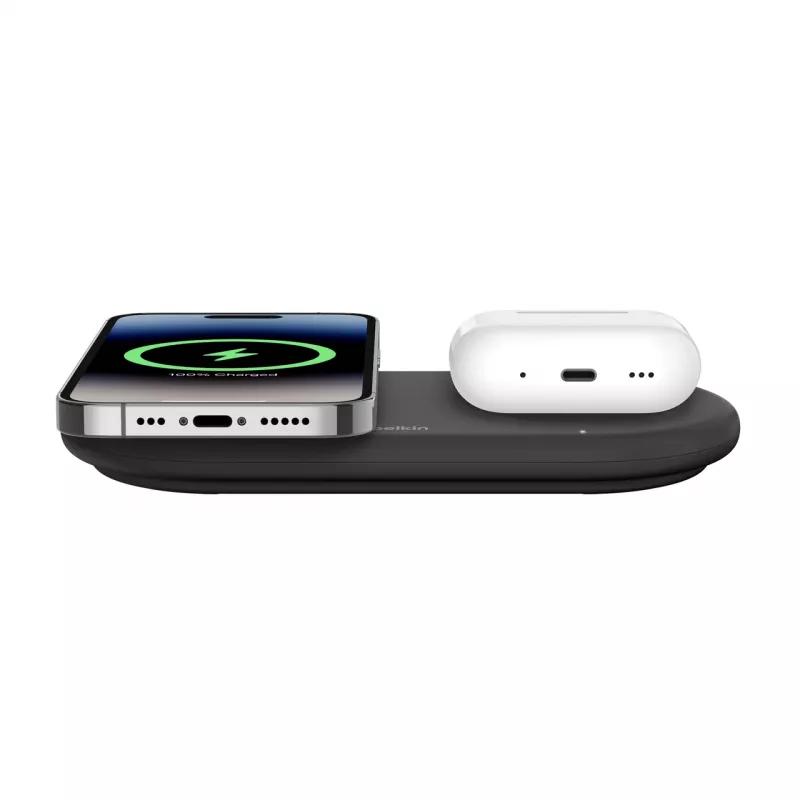 Belkin WIZ021VFBK - bezprzewodowa ładowarka 2-w-1 z technologią Qi2 15 W, czarna