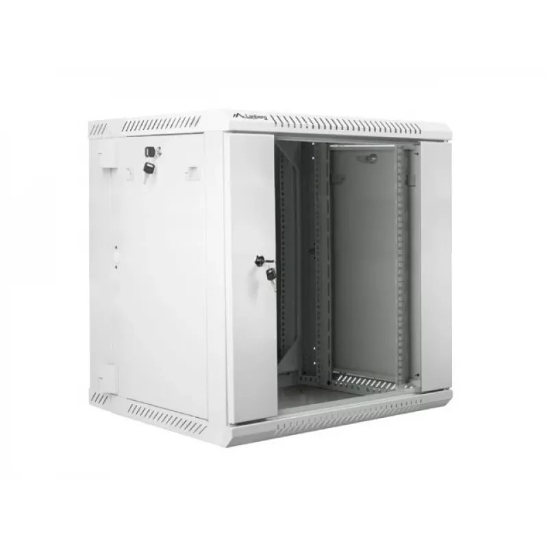 DWUCZĘŚCIOWA SZAFKA RACK DO MONTAŻU NA ŚCIANIE 19 inch 12U 600X600 SZARA LANBERG (PŁASKI PAKIET)