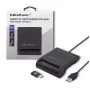 Czytnik kart ID QOLTEC Smart chip — USB, czarny, 84,5×65×16 mm, 63 g