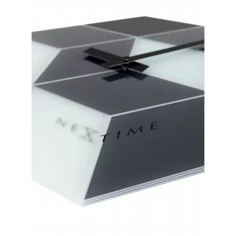 NeXtime klok 8171 Cubic, 43,5x37 cm, Ścienny, Czarny/Biały/Szary