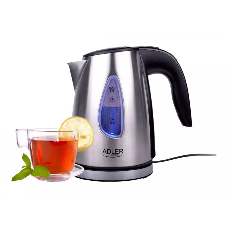 Czajnik elektryczny Adler AD 1203, 1 L, srebrny, 1630 W
