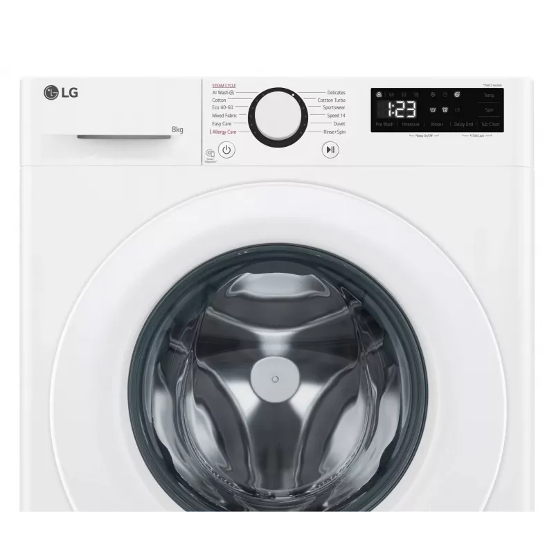 LG | Pralka | F2WR508SWW | Klasa efektywności energetycznej A-10% | Ładowanie od przodu | Wsad 8 kg | 1200 obr./min | Głębokość 47,5 cm | Szerokość 60 cm | Wyświetlacz | LED | Funkcja parowa