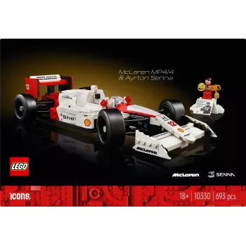 Zestaw LEGO McLaren MP4/4 Ayrton Senna 10330 — model w skali LEGO ICONS do ekspozycji