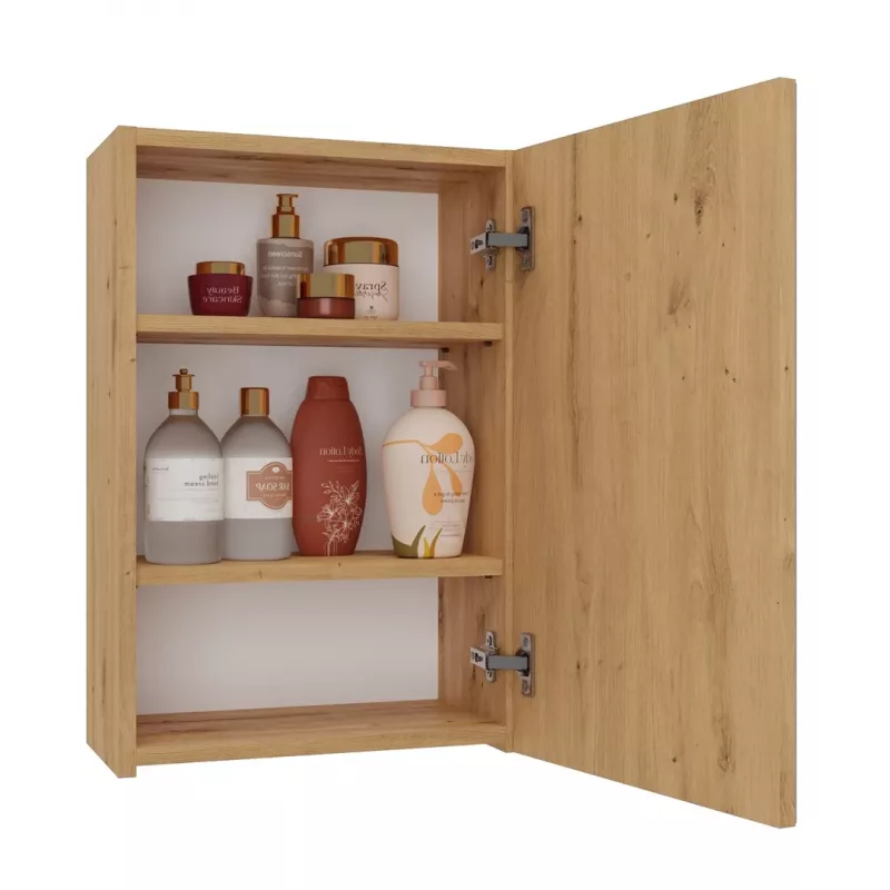 Szafka łazienkowa wisząca top e shop POLA 1DL ARTISAN — rama w kolorze dębu, 400×220×600 mm, 3 półki