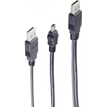 Kabel USB ShiverPeaks BS77150 0.6m 2x USB A Mini-USB B Czarny