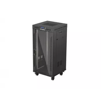 Stojąca szafa rack LANBERG FF01-6624-12BL 24U 19 cali 600×600 mm, IP20, 1200 kg, czarna