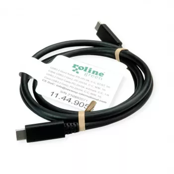 ROLINE USB3.2Gen2 kabel PD 20V5A Type C-C ST/ST 0.5m - Kabel - Cyfrowy/Dane - 0,5 m (11.99.9057)