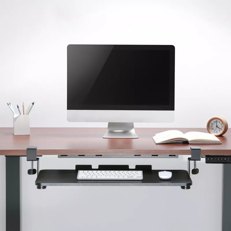 Maclean MC-839 Podsuwka pod klawiaturę | Szafka pod biurko na klawiaturę i mysz | Uchwyt zaciskowy na klawiaturę | Ergonomiczne rozwiązanie do stanowiska pracy
