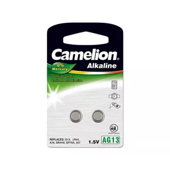 Bateria pastylkowa alkaliczna CAMELION AG13 / LR44 / 357, 1,5 V — opakowanie 2 szt.