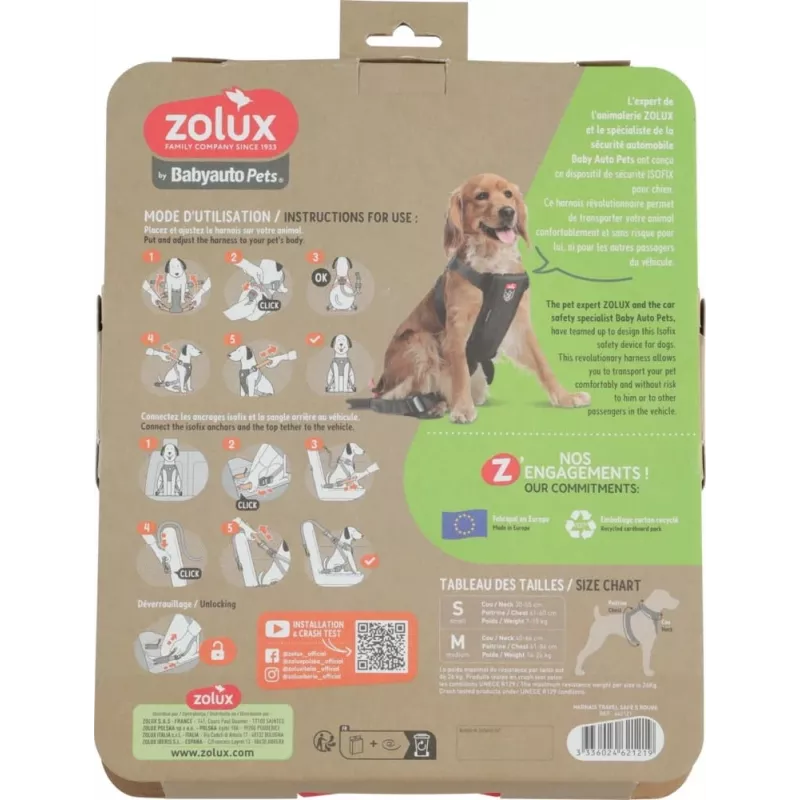 Szelki dla psa ZOLUX TRAVEL SAFE S, rozmiar S, czerwone