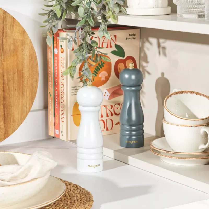 Młynek do soli i pieprzu Salter BW120291EU7, jasnoszary, ręczny młynek ceramiczny