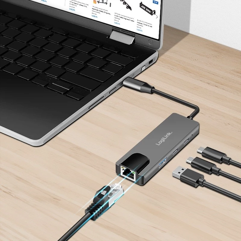 Hub USB 3.2 Gen1, 3-portowy z 2.5G Ethernet