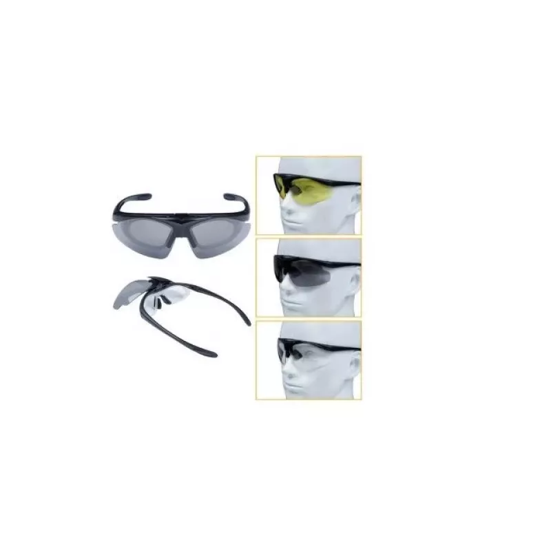 Okulary strzeleckie WOSPORT 3 wymienne wizjery, pasek model 6055B