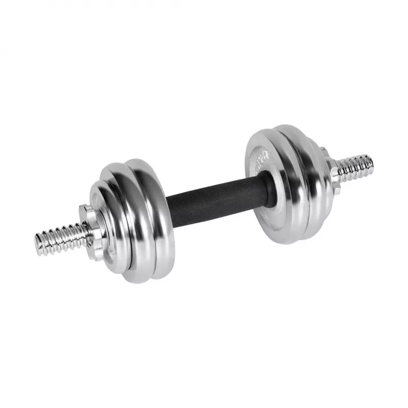REBEL ACTIVE Chromowane regulowane hantle w walizce 15 kg ze sztangą