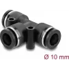 Pneumatyczny trójnik DELOCK 10 mm z dwoma otworami montażowymi, czarny metal/tworzywo, gwint wewnętrzny, 55 mm