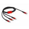 Kabel do ładowania USB DeLOCK 3 w 1 USB Type-C na 3 x USB Type-C 1 m czarno-czerwony