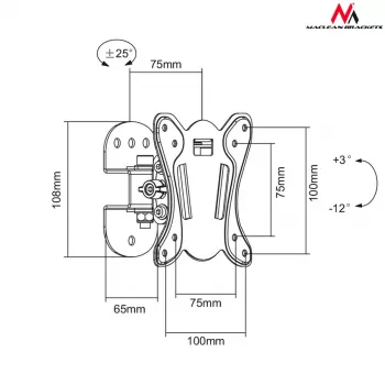 Uchwyt ścienny MACLEAN MC-670 — regulowany, obsługa do 20 kg, VESA 100x100, do monitorów 13–27 cali, czarny