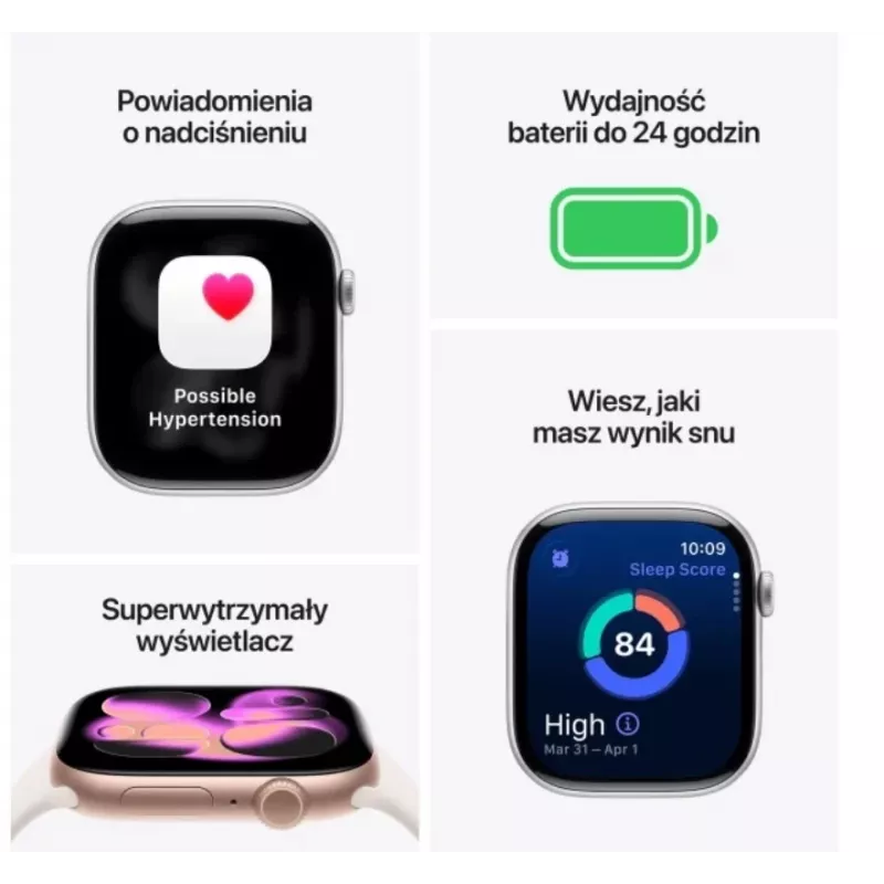 Apple Watch Series 11 GPS 46mm Koperta aluminiowa w kolorze Rose Gold z paskiem Light Blush Sport S/M