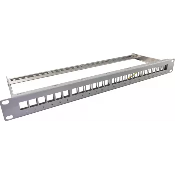 Keystone Patch Panel 19-calowy 1U 24-portowy z prowadnicą kablową, helos 371981, szary
