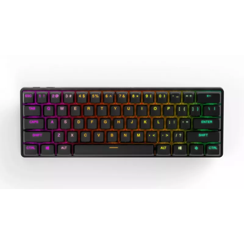 Mechaniczna klawiatura gamingowa STEELSERIES Apex Pro Mini Wireless — format 60%, USB + bezprzewodowa RF + Bluetooth, QWERTY US, czarna