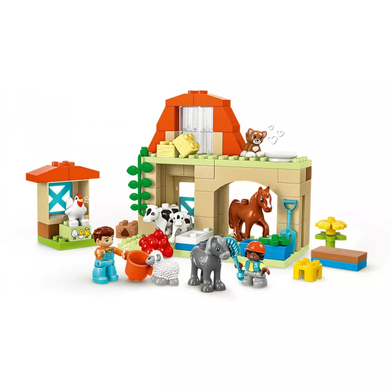 Zestaw konstrukcyjny LEGO DUPLO Opieka nad zwierzętami gospodarskimi 10416 — 74 elementy, 2 minifigurki, wiek 2+