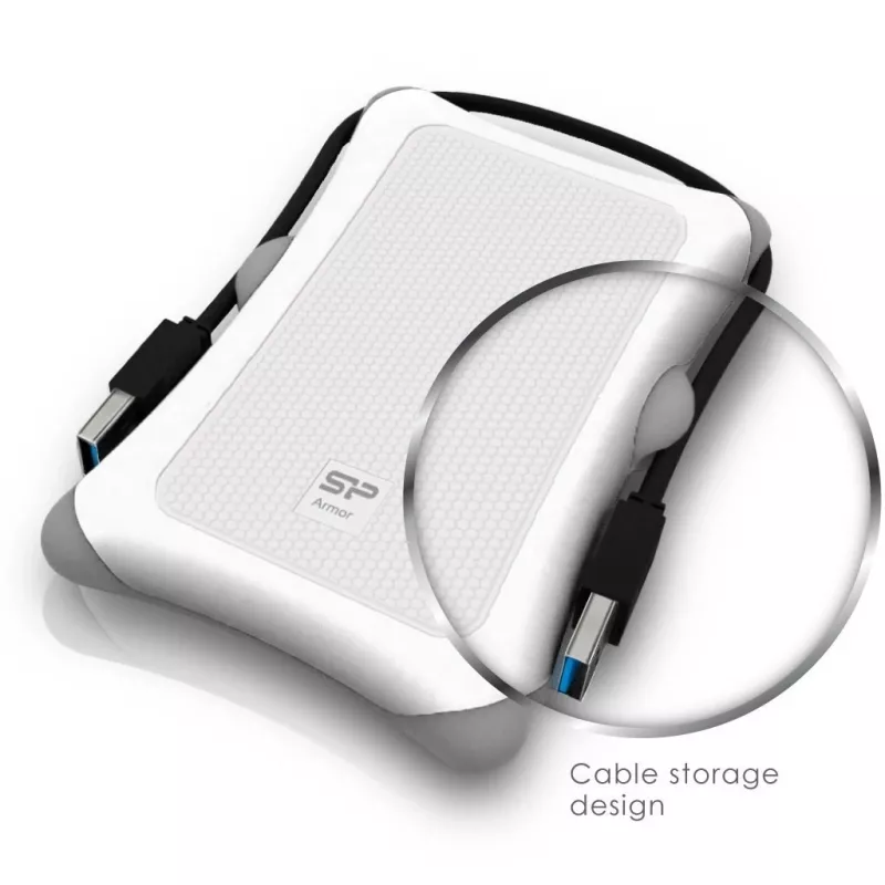 Zewnętrzny dysk HDD Silicon Power Armor A30 1TB USB 3.2 Gen 1, 2,5 cala, biały, USB Type-A