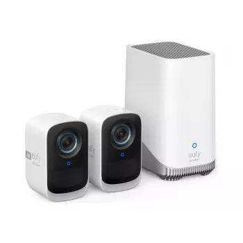 Zestaw Eufy Security S300 EufyCam 3C 2 kamery, zewnętrzna kamera bezpieczeństwa, bezprzewodowa, 4K, rozszerzalna pamięć lokalna do 16 TB, AI rozpoznawania twarzy