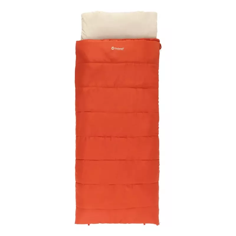 Śpiwór Outwell Contour Lux prostokątny dla dorosłych, poliester, 2200×850 mm, maks. wzrost użytkownika 190 cm, czerwony