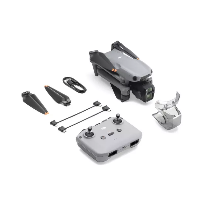 Quadcopter DJI Air 3s RC-N3 — aparat 50 MP, 4K 3840×2160, 4 wirniki, maks. 27 m/s, zasięg 32 000 m, bateria 4276 mAh, szary