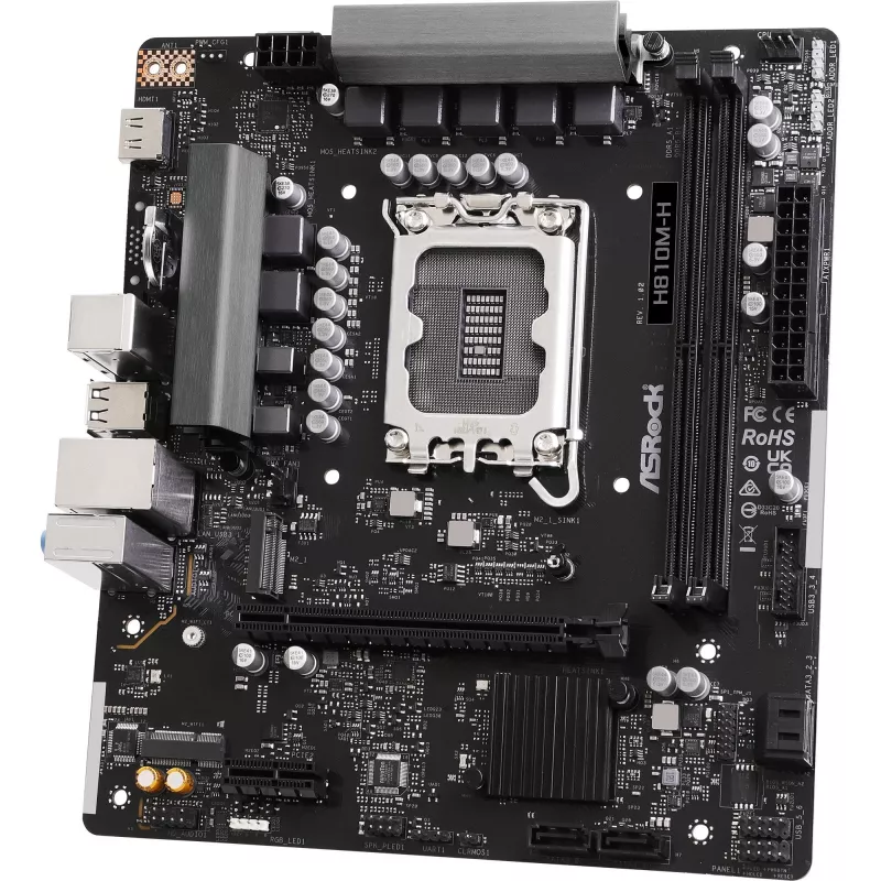 Płyta główna ASROCK H810M‑X micro ATX Intel H810 LGA 1851 DDR5 2× DIMM 128GB M.2 2.5GbE HDMI DisplayPort