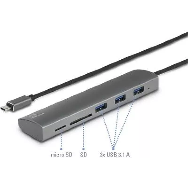Renkforce RF-3374948 Interfejs Hub USB 2.0 Type-C 5000 Mbit/s Srebrny (RF-3374948)