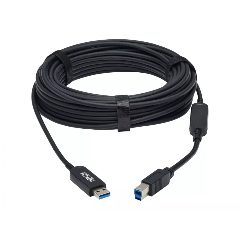 Eaton Tripp Lite Series USB 3.2 Gen 1 Plenum-Rated Fiber Active Optical Cable (AOC) - A/B M/M, Czarny, 20m - Kabel USB - USB Typ A (M) do USB Typ B (M) - USB 3.2 Gen 1 - 20,0m - P