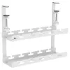 Organizator kabli pod biurko MACLEAN MC-104 W, 2-poziomowa taca stalowa, biały, maks. obciążenie 5 kg, pasuje do blatów 0,5–5 cm