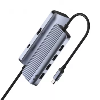 Hub USB-C Cudy UH500 — host USB 3.2 Gen 1 Type-C, 6 portów z USB 3.2 Gen 1 Type-A i HDMI, 5000 Mbit/s, szary/srebrny