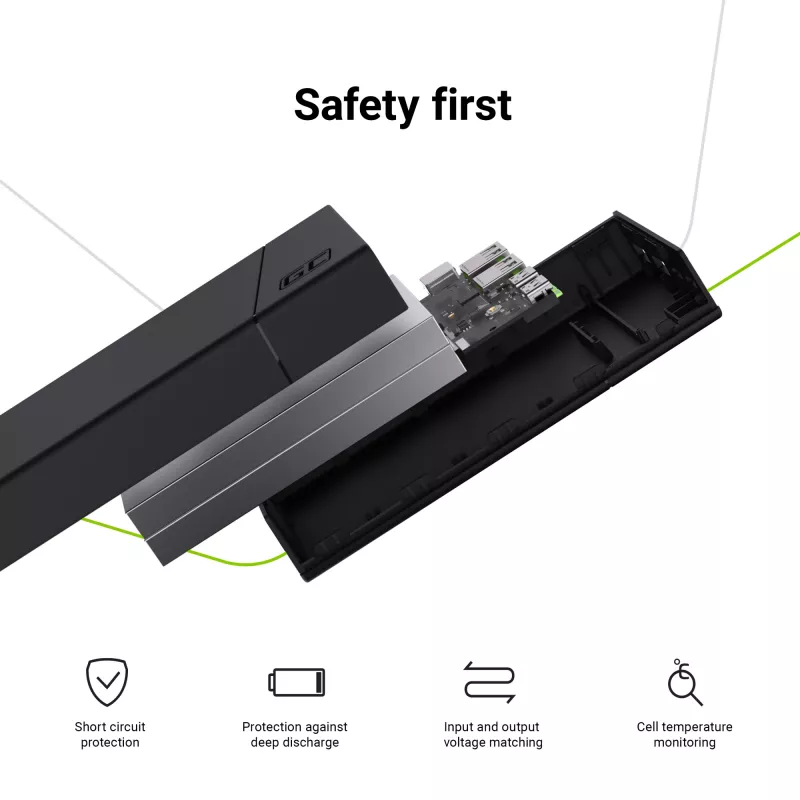 Power bank Green Cell PBGC03 20000 mAh, LiPo, wyjście 18 W, USB-C + 2× USB-A, Quick Charge 3.0, PD, czarny