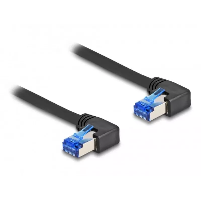 Kabel sieciowy DeLOCK RJ45 Cat.6A S/FTP kątowy 1m czarny