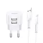 ładowarka usams T20 2x USB 2.1A z kablem Lightning — przenośna ładowarka sieciowa USB