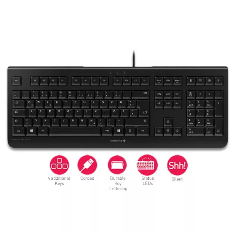 CHERRY KC 1000 klawiatura Home USB szwajcarska czarna