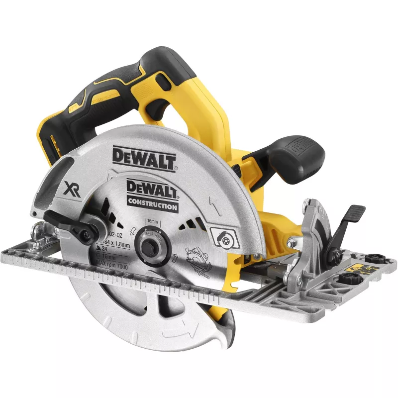 Pilarka tarczowa DeWALT DCS572NT — 18 V Li‑Ion, bezszczotkowa, tarcza 184 mm, głębokość cięcia 58 mm (90°), ukos 57°