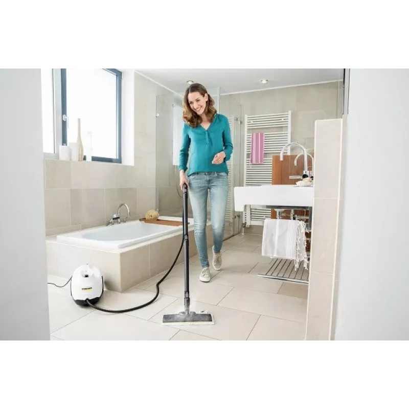 Mop parowy Kärcher SC 3 EasyFix Plus — zbiornik na wodę 1 l, 1900 W, para pod ciśnieniem 3,5 bara, biały