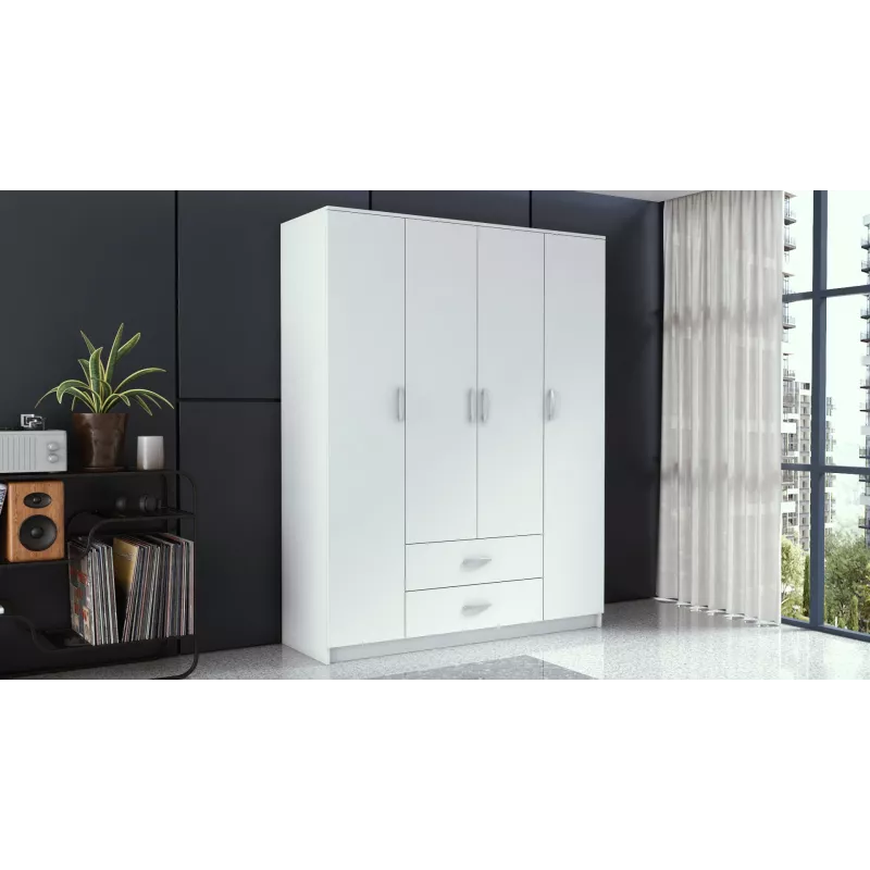 Topeshop ROMANA 160 BIEL KPLB bedroom wardrobe/closet 11 shelves 4 drzwi(s) biały