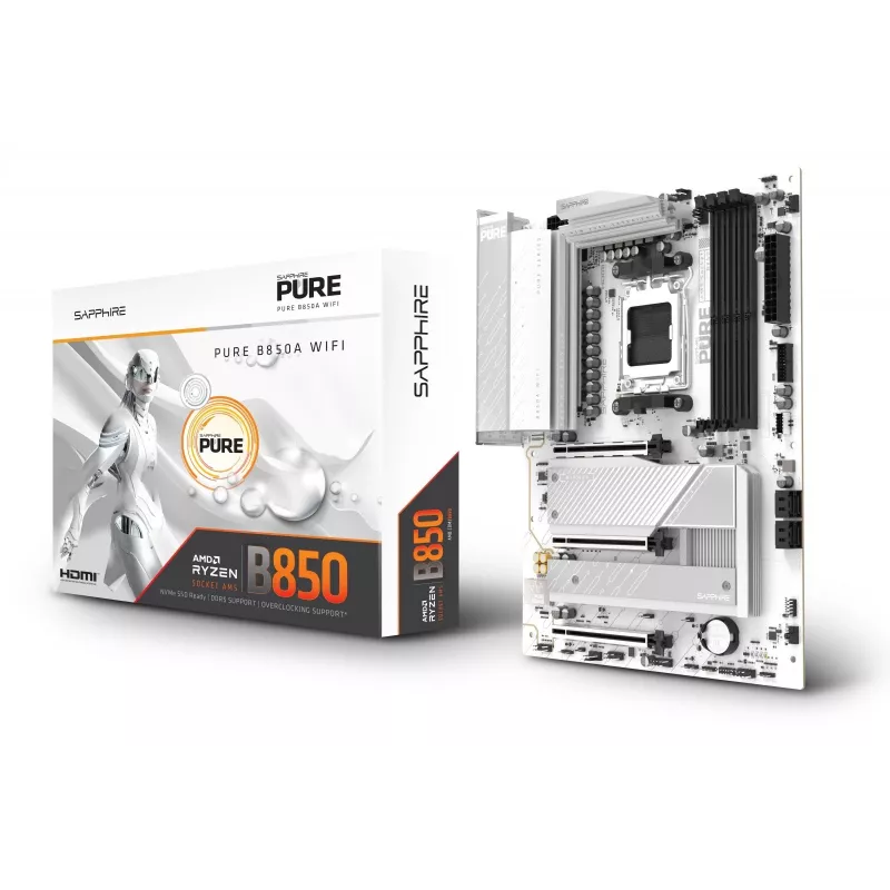 Płyta główna Sapphire PURE B850A WIFI7 ATX — chipset B850, Wi‑Fi 7, obsługa DDR4