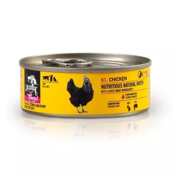Mokra karma dla kota 3coty Chicken Cheers 75 g — kompletna mokra karma dla dorosłych kotów, saszetka na jedną porcję, 12% białka, 7,5% tłuszczu, 80% wilgotności