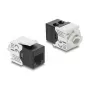 Moduł Keystone RJ45 do LSA kat. 6 UTP z zatrzaskiem blokującym i bez opasek kablowych — DELOCK 90794, płaski czarny/biały, 16,1×30×19,4 mm