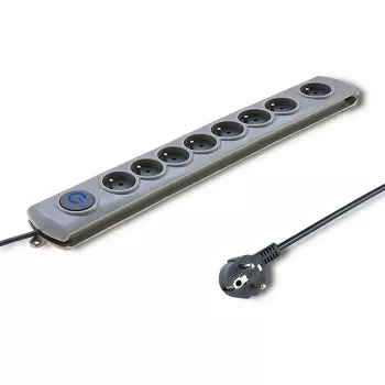 50168 Listwa przeciwprzepięciowa 8 gniazd AC 230 V 3 m szary - OCHRONA PRZEPIĘCIOWA (8 GNIAZD AC, TYP F, 230 V, 50 HZ - Qoltec